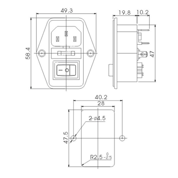 Interruttore Presa con Portafusibile Stufe a Pellet F605