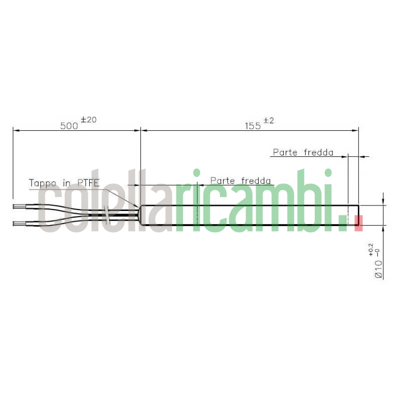 Resistenza Esecuzione Diretta, Diametro 10Mm, Lunghezza 155Mm, 300Watt  14701016