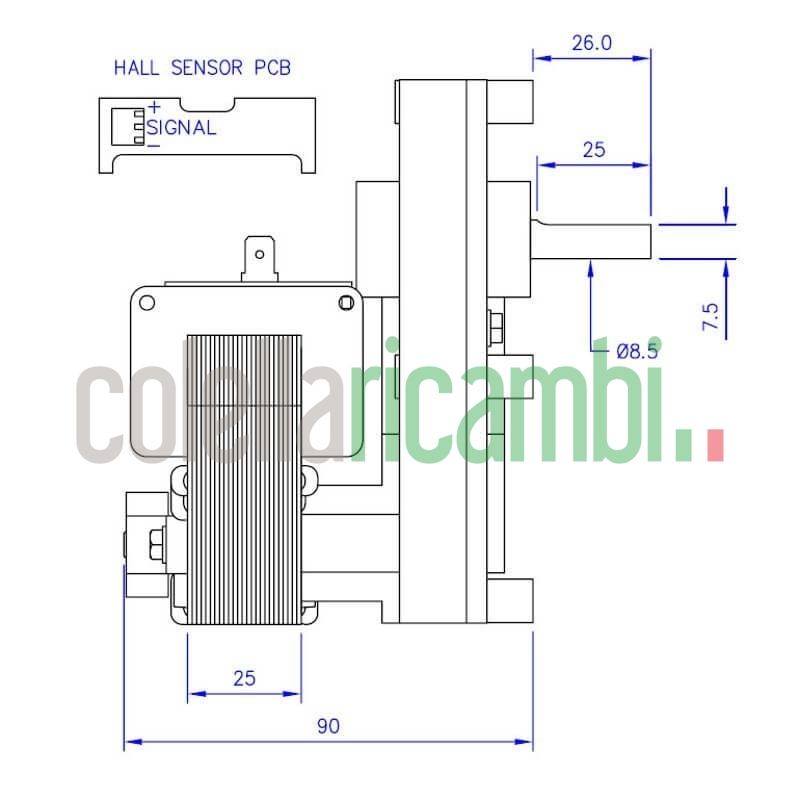 Motoriduttore 1,5Rpm Pacco 25Mm Albero 8,5Mm Rotazione Oraria, Con Encoder. Stufe a Pellet 14702015