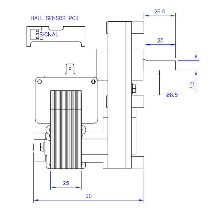 Motoriduttore 1,5Rpm Pacco 25Mm Albero 8,5Mm Rotazione Oraria, Con Encoder. Stufe a Pellet 14702015