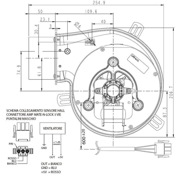 Vendita Estrattore 50W Pl21, Flangia Diametro 80Mm Integrata, Pressione Fino A 300Pa, Portata Fino A 140M3/H, Per Stufe a Pellet