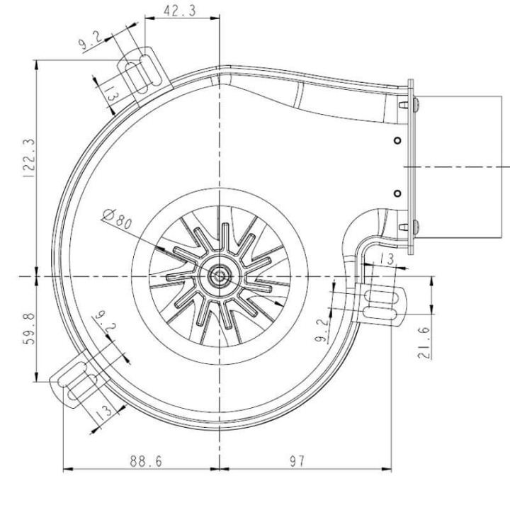 Vendita Estrattore 50W Pl21, Flangia Diametro 80Mm Integrata, Pressione Fino A 300Pa, Portata Fino A 140M3/H, Per Stufe a Pellet