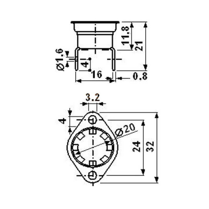 Termostato Bimetallico Na 45°C Con Flangia.Stufe a Pellet 14704020