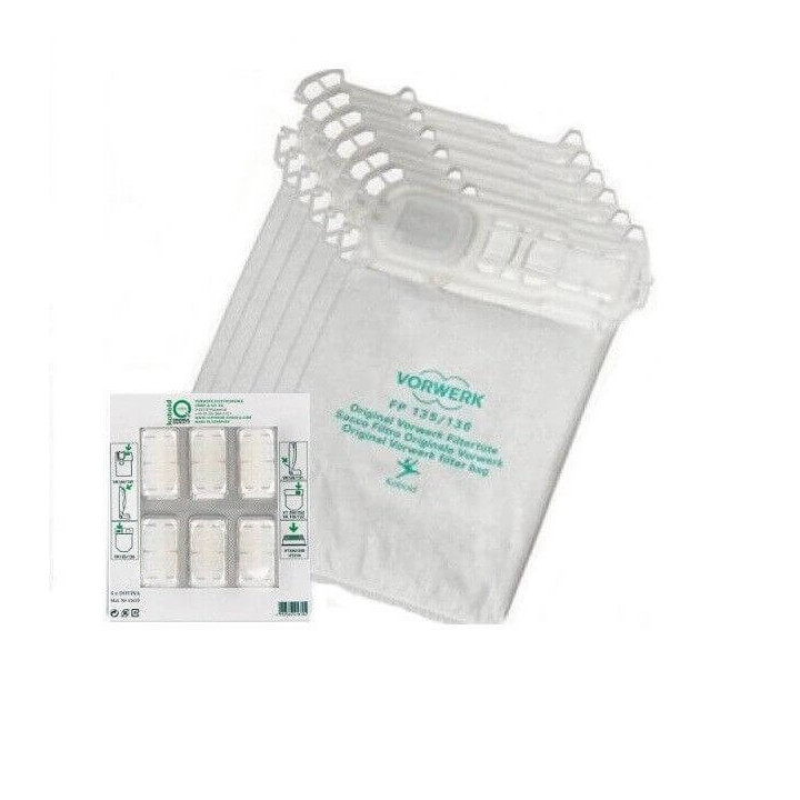 Sacchetti Originali Vorwerk Folletto Super Filtrello VK135 VK136 + Dovina (6 PZ)