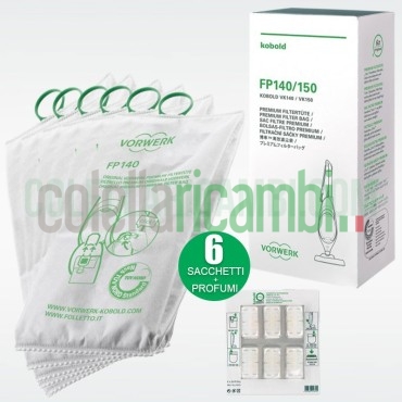 Sacchetti Originali Vorwerk Filtrello Premium FP140 FP150 per Folletto VK140 VK150