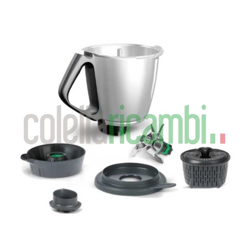 Boccale Completo Bimby TM6 con Ghiera Lame Misurino e Coperchio Originale Vorwerk