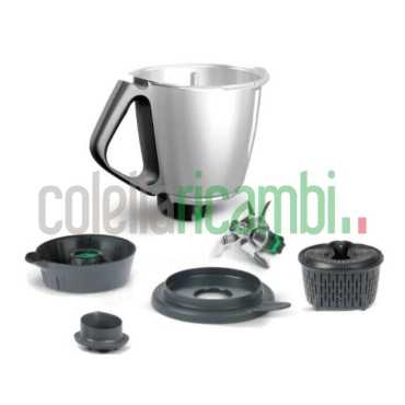 Boccale Completo Bimby TM6 con Ghiera Lame Misurino e Coperchio Originale Vorwerk