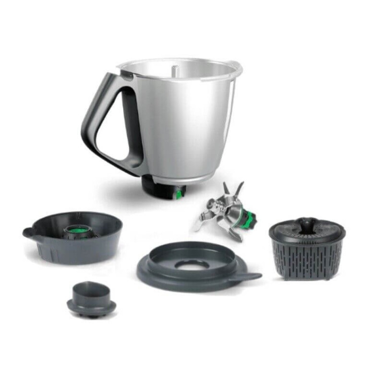 Boccale Completo Bimby TM6 con Ghiera Lame Misurino e Coperchio Originale Vorwerk