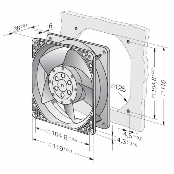 Motoventilatore 120X120x38 19W 2650Rpm, Monta Cavo Ebm106bc0046 Stufe a Pellet EBM4650N