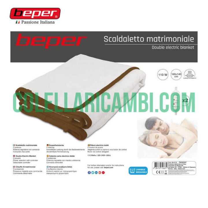 Scaldaletto Matrimoniale Elettrico in Lana Sintetica Beper RI.411X