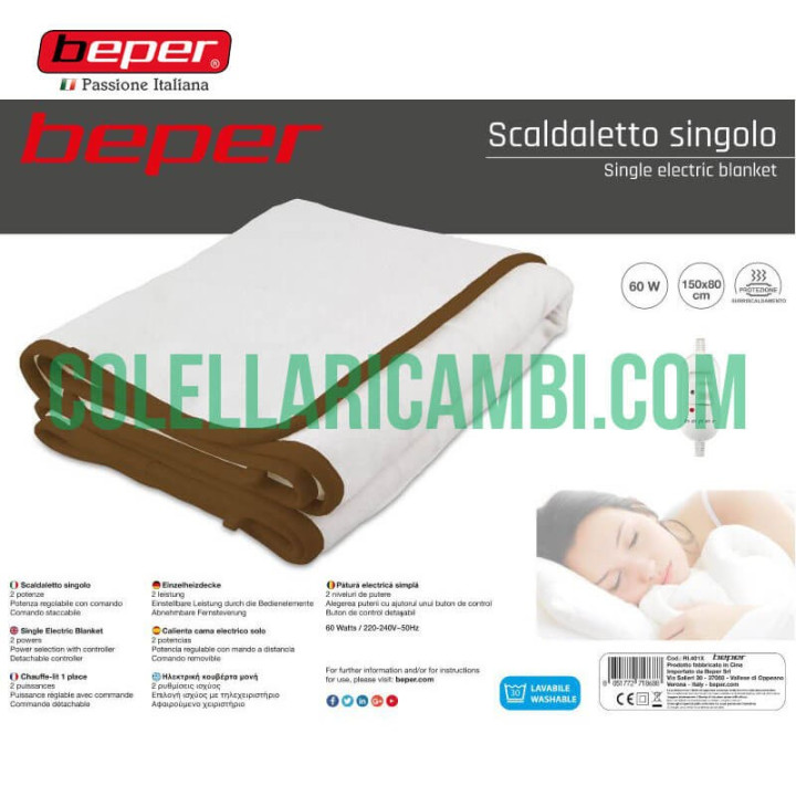 Scaldaletto Singolo Elettrico in Lana Sintetica Beper RI.401X